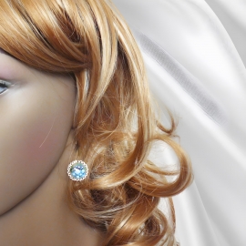 Boucles d'oreilles Viridiana bouquet floral bleu