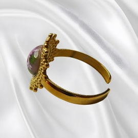 Bague florale en acier inoxydable or, fleurs roses, bijoux floraux, réglable, pour femmes, fait main, Joanna Calla