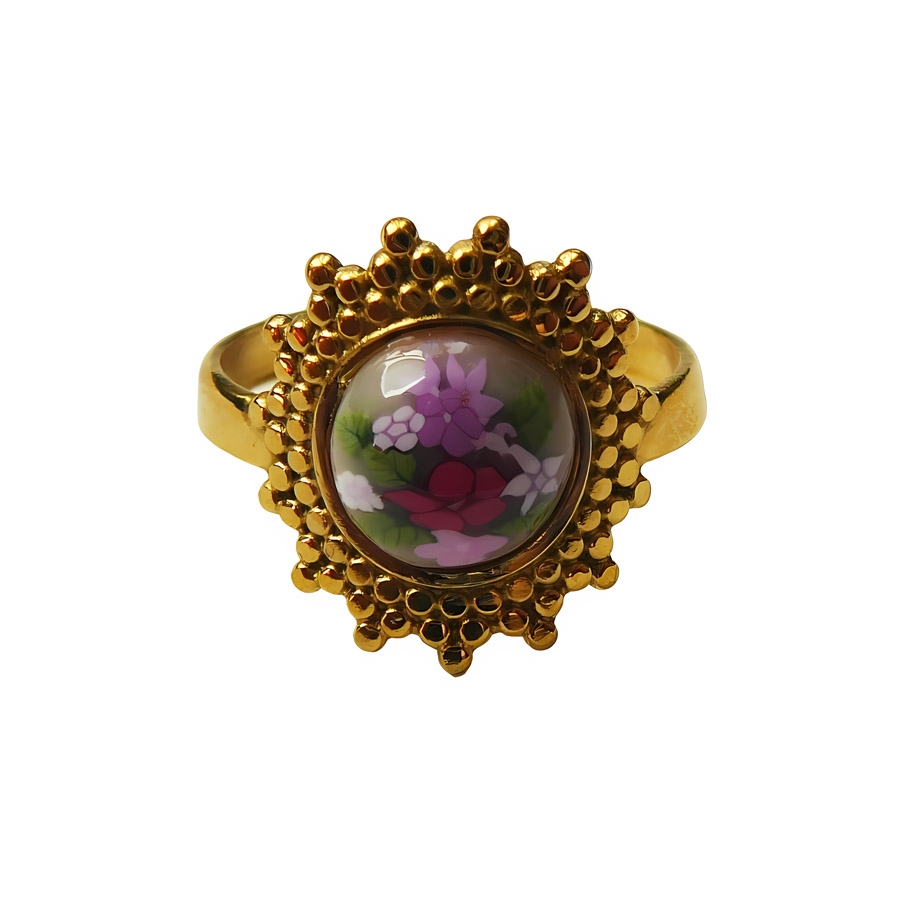 Bague florale en acier inoxydable or, fleurs roses, bijoux floraux, réglable, pour femmes, fait main, Joanna Calla