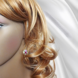 Boucles d'oreilles Viridiana bouquet floral rose