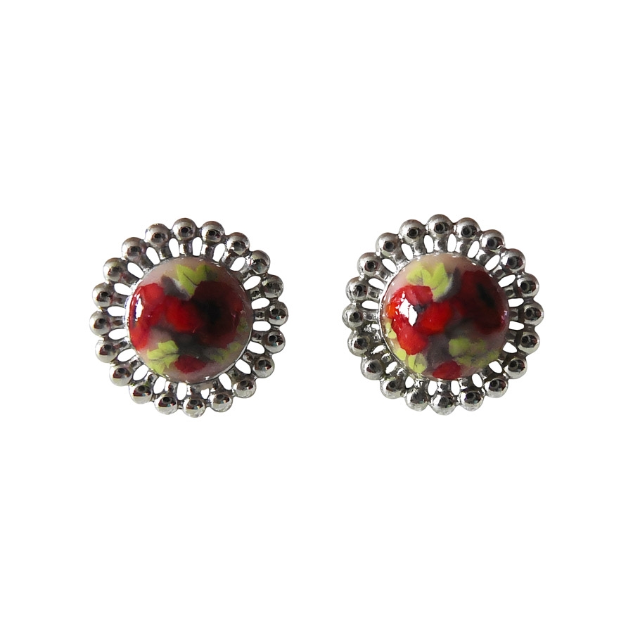 Boucles d'oreilles florales, puces, bijoux fleurs, coquelicots rouges, bijoux floraux, fait main, Joanna Calla