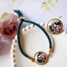 Bague fleurs en acier inoxydable or, pensées mauves, bijoux floraux, réglable, pour femmes, fait main, Joanna Calla