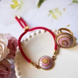 Bague bohème en acier inoxydable or, spirale mauve, réglable, pour femmes, fait main, Joanna Calla
