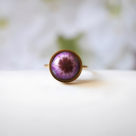 Bague florale bohème réglable en acier inoxydable or, bijoux fleur violet, bijoux floraux, Joanna Calla