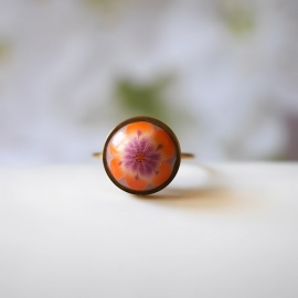 Bague florale bohème réglable en acier inoxydable or, bijoux fleur orange, bijoux floraux, Joanna Calla