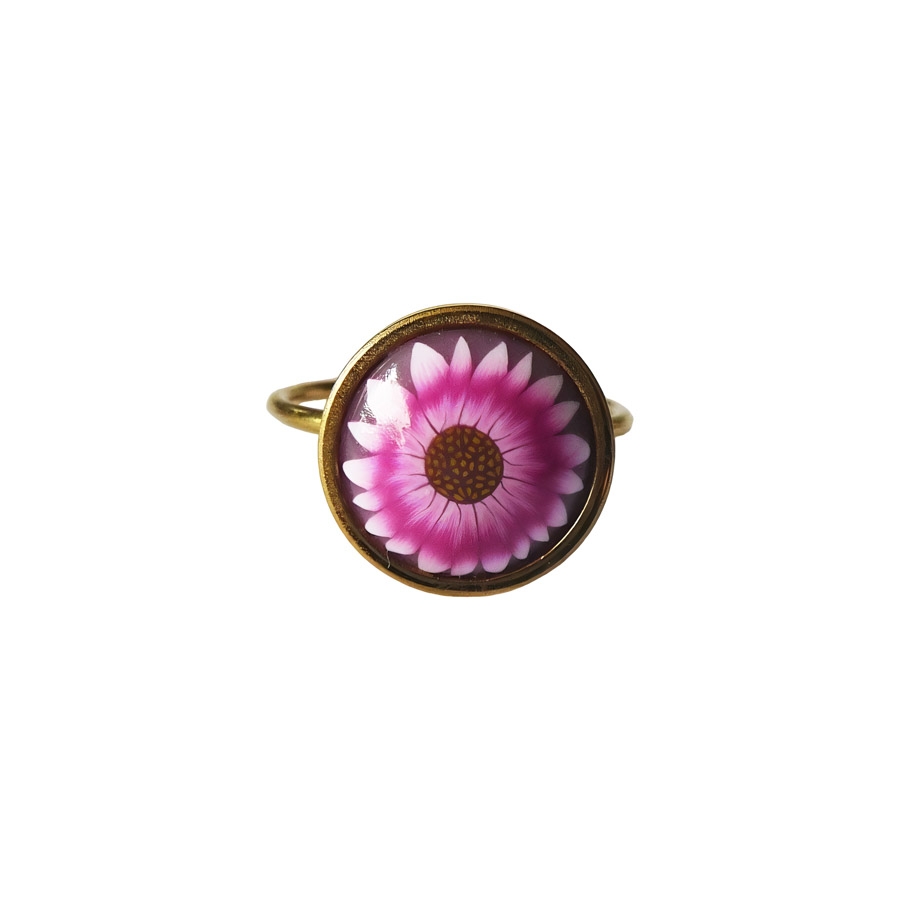 Bague florale bohème réglable en acier inoxydable or, bijoux fleur rose, bijoux floraux, Joanna Calla