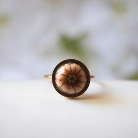 Bague florale bohème réglable en acier inoxydable or, bijoux fleur marron, bijoux floraux, Joanna Calla