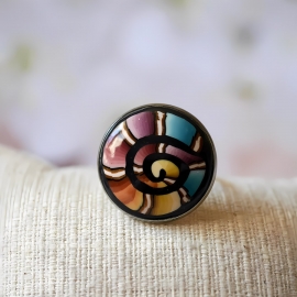 Bague bohème en acier inoxydable argent, spirale bleu mauve, réglable, bijoux floraux, pour femmes, fait main, Joanna Calla
