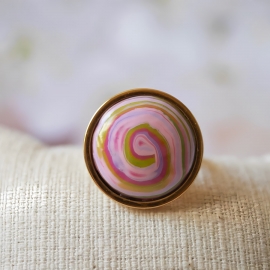 Bohemian ring, in golden stainless steel, purple spiral, handmade, unique piece, Joanna Calla