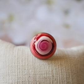 Bohemian ring, in silver stainless steel, red spiral, handmade, unique piece, Joanna Calla