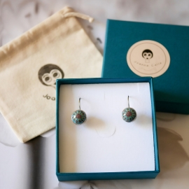 Lever back earrings in silver stainless steel, blue mandala in polymer clay, handmade Joanna Calla