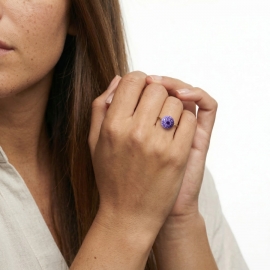 Bague florale or Dahlia violet