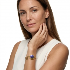 Bracelet floral fin or Dahlia mauve