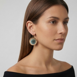 Floral drop earrings green Dahlia