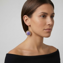 Floral drop earrings purple Dahlia