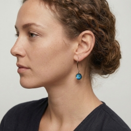 Floral drop earrings Daisy blue