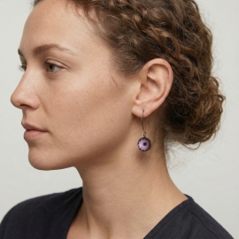 Floral Drop Earrings Daisy Purple