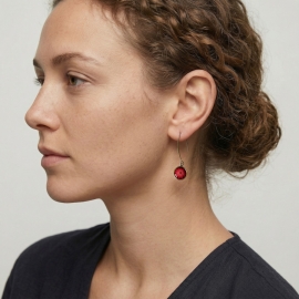 Floral drop earrings Daisy red