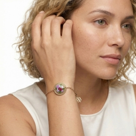 Bracelet floral fin Viridiana bouquet rose