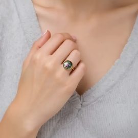 Golden ring Astrea purple pink mandala