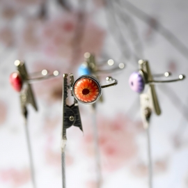 Bohemian floral ring, in silver stainless steel, orange daisy flower in polymer clay, handmade, unique piece, Joanna Calla