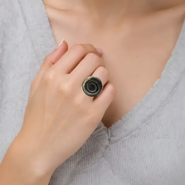 Bohemian ring black spiral