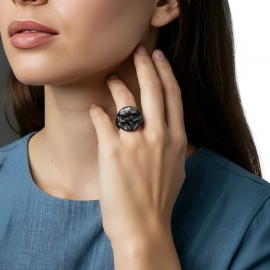 Bohemian round ring black gray