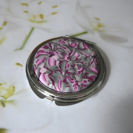 Miroir de sac rond rose gris