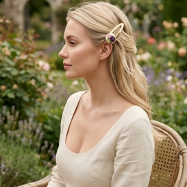 Pince dorée florale, gypsy, bohème, bijoux fleurs, deux roses, bijoux à cheveux floraux, fait main, Joanna Calla