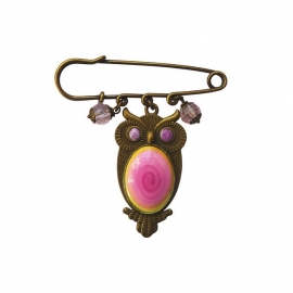 Broche épingle hibou spirale rose, fait main, Joanna Calla