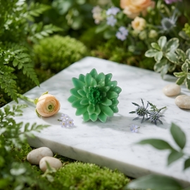 Flower brooch, green opaline dahlia, floral jewelry, flower jewelry, handmade, art crafts, Joanna Calla