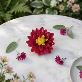 Broche fleur, dahlia rose fuchsia, bijoux floraux, bijoux fleurs, fait main, artisanat d'art, Joanna Calla