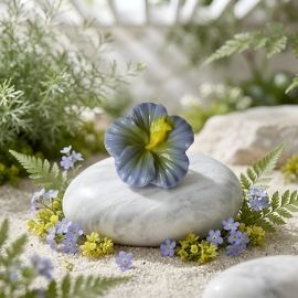 Flower brooch, flight blue hibiscus, floral jewelry, flower jewelry, handmade, art crafts, Joanna Calla