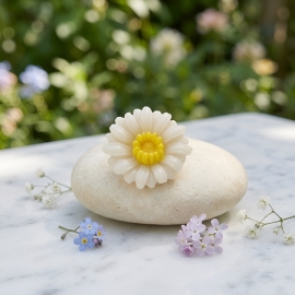 Broche fleur, marguerite blanche, bijoux floraux, bijoux fleurs, fait main, artisanat d'art, Joanna Calla
