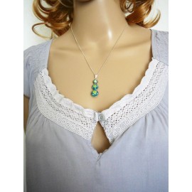 Collier fin floral, en argent 925, bijoux fleurs mandala vert jaune, bijoux floraux, nature, fait main, Joanna Calla