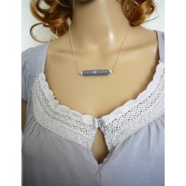 Collier fin floral, en argent 925, bijoux fleurs mandala vert rose, bijoux floraux, nature, fait main, Joanna Calla