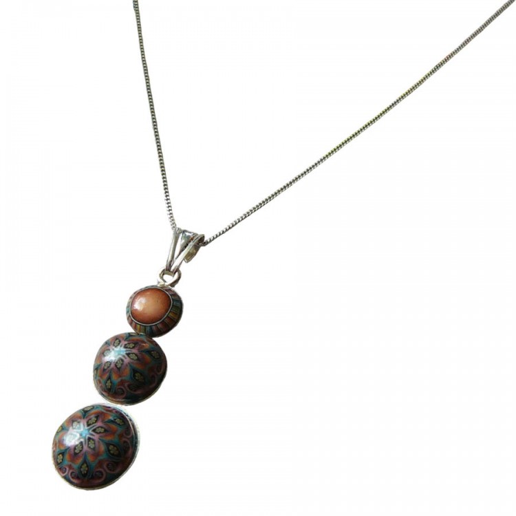 Collier fin floral, en argent 925, bijoux fleurs mandala marron rose, bijoux floraux, nature, fait main, Joanna Calla