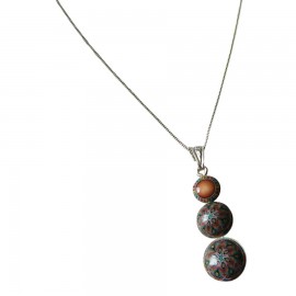 Collier fin floral, en argent 925, bijoux fleurs mandala marron rose, bijoux floraux, nature, fait main, Joanna Calla
