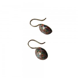 Bohemian lever-back earrings in silver, pink brown mandala, handmade unique piece, Joanna Calla