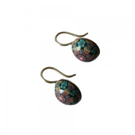 Bohemian lever-back earrings in silver, blue red mandala, handmade unique piece, Joanna Calla