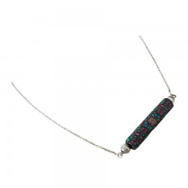 Collier fin floral, en argent 925, bijoux fleurs mandala vert rose, bijoux floraux, nature, fait main, Joanna Calla