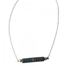 Collier fin floral, en argent 925, bijoux fleurs mandala vert rose, bijoux floraux, nature, fait main, Joanna Calla