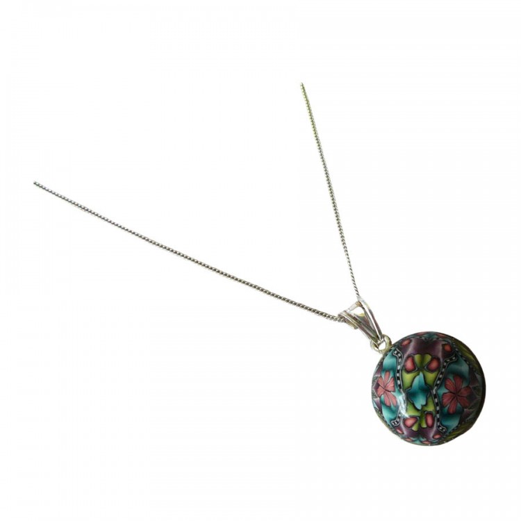 Collier fin floral, en argent 925, bijoux fleurs mandala violet vert, bijoux floraux, nature, fait main, Joanna Calla