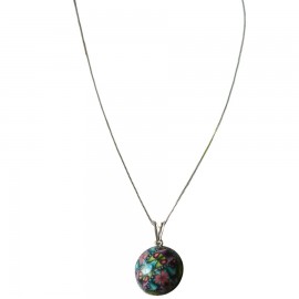 Collier fin floral, en argent 925, bijoux fleurs mandala violet vert, bijoux floraux, nature, fait main, Joanna Calla