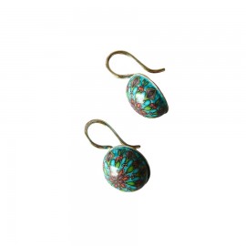 Boucles d'oreilles dormeuses, en argent, bijoux graphiques, mandala bleu, nature, fait main, Joanna Calla